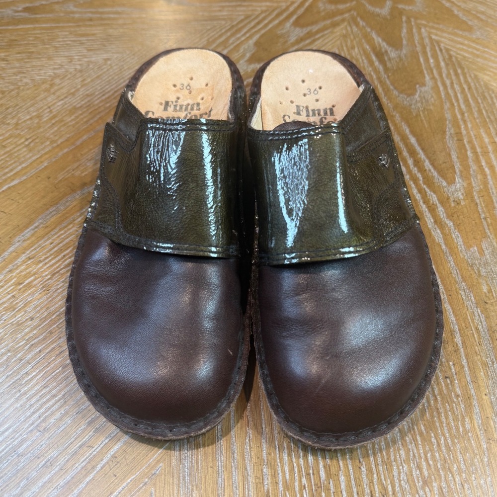 Finn Comfort Amalfi Leather Mule Clog Brown Size 36 US 6 - Picture 2 of 9